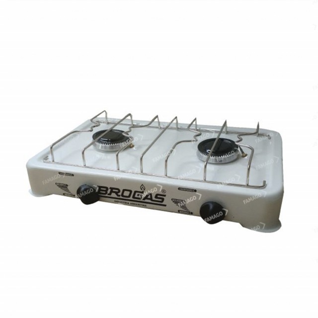 Anafe 2 Hornalla Loza Blanca con Termocupula a Gas Envasado Brogas